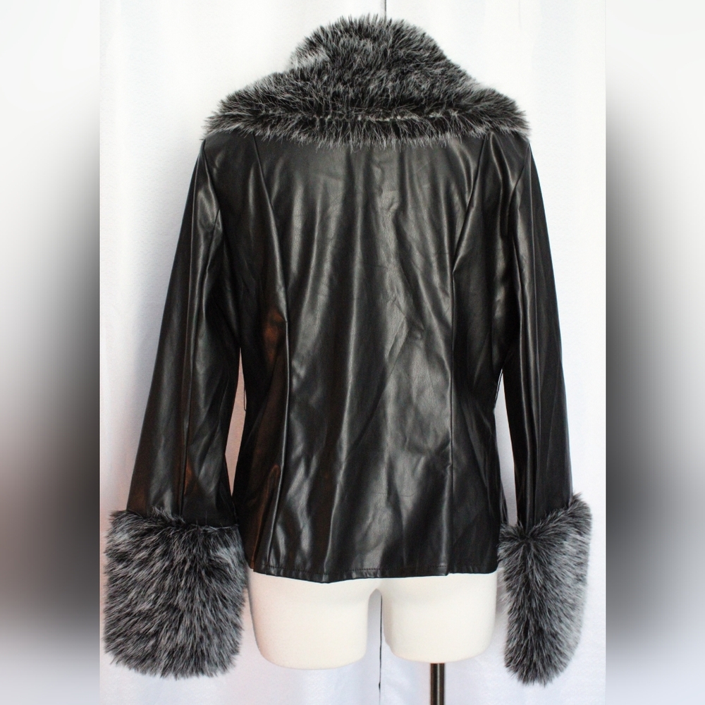 SHEIN Black Pleather Dress Coat (Size Small) - Picture 5 of 6